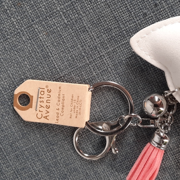 White Kitty Face Rhinestone Keychain Cat Purse Charm Backpack Clip Cat Kitten - Picture 4 of 4